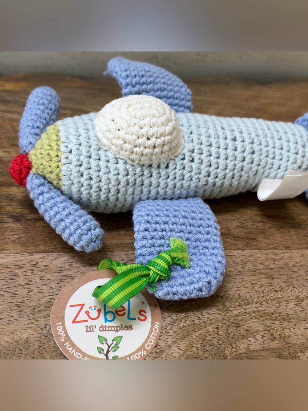 Eco-Friendly Airplane Hand Crocheted Rattle
